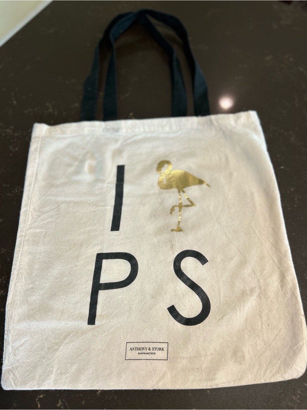 Anthony & Stork Gold Flamingo Canvas Tote Bag
